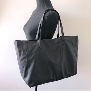 Black vegan leather shopper